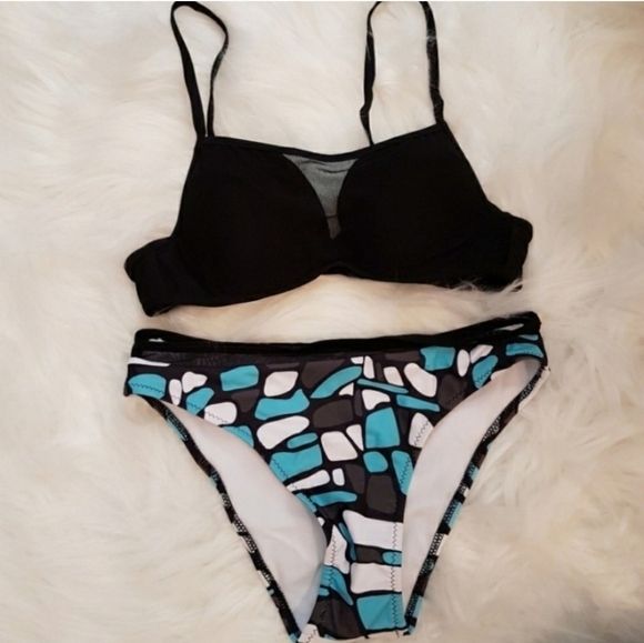 NEW Swim Bikini Turquoise Black Mesh Moon Dream Swim Suit Summer Barbiecore - Picture 6 of 7